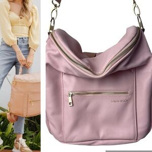 Fawn Design Pink Convertible Pebbled Leather Backpack Tote Pink Diaper Bags - Blush – Fawn Design main image 2